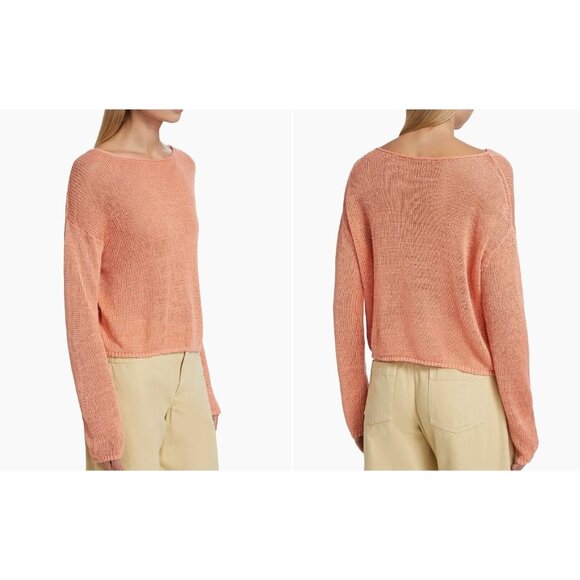 Vince Long-Sleeve Linen Sweater Coral Size XXS - Picture 2 of 5